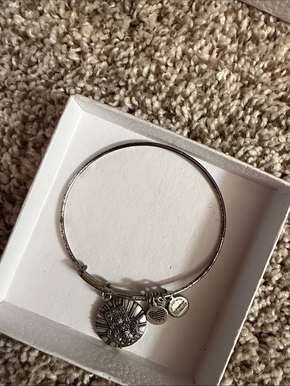 Silver Charm Bangle Bracelet with hand of Fatima